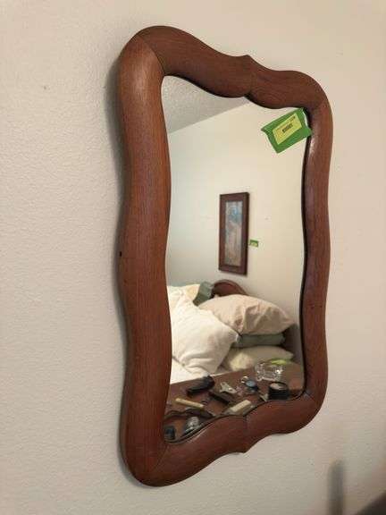Antique walnut wall mirror 16 x 24
