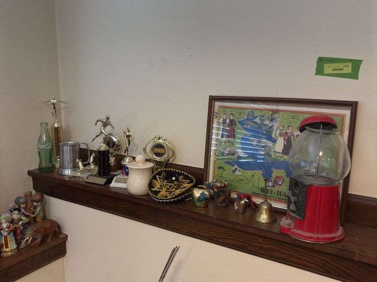 Gumball machine, trophy, knick knacks, candy dish and more