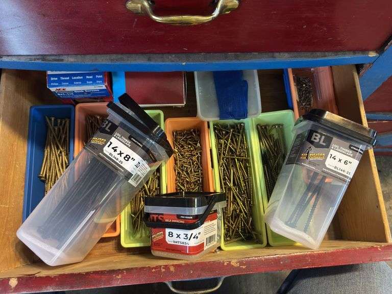 Drawer full of screws & fasteners of all kinds image