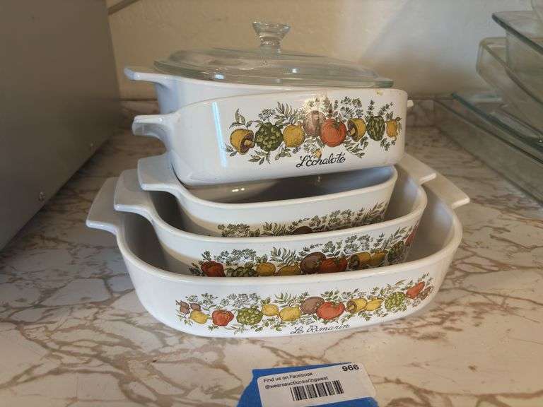 Five spice of life casserole dishes with one lid image