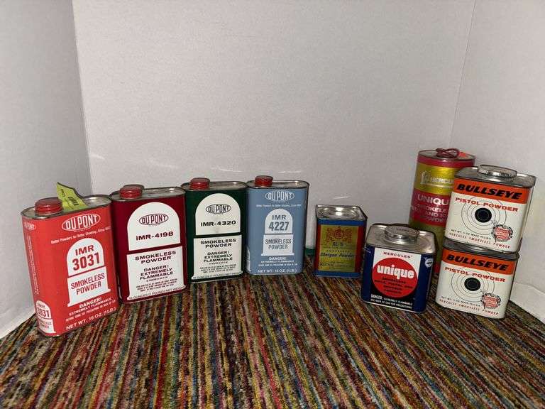 Reloading powder, various qtys of each, several cans are unopened image