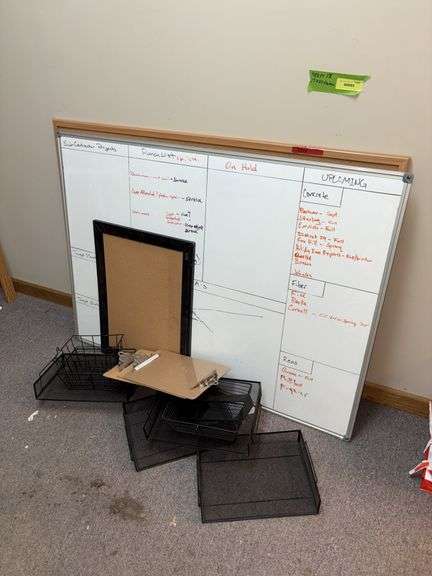 Desktop file holders, 48x35 corkboard, 48x35 whiteboard, 17x22 framed corkboard image