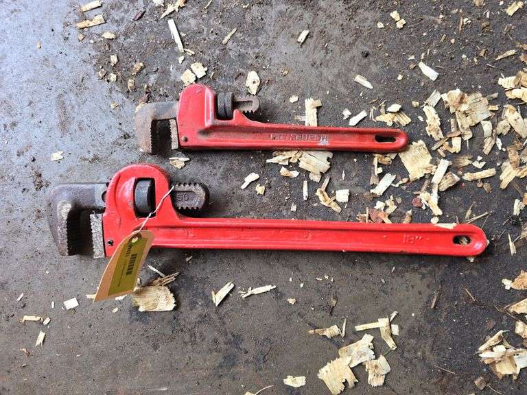 Two pipe wrenches-12” and 18” image