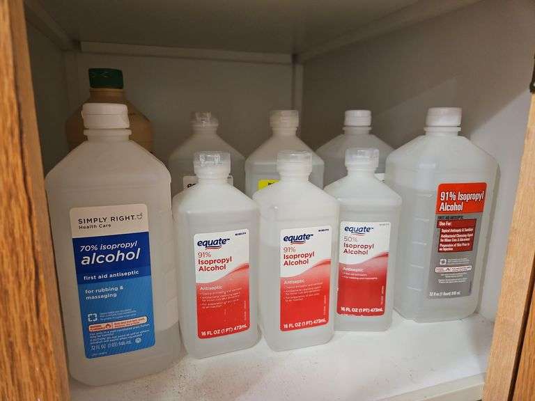 Alcohol Bottles, Peroxide Bottle Most New/Full, Sanitizer  (Bring Boxes to Pack)