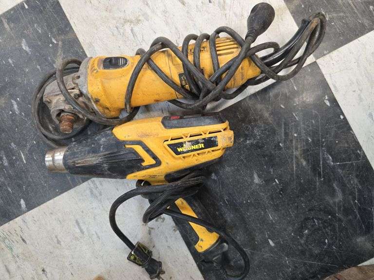 Dewalt angle grinder and Wagner heat gun image