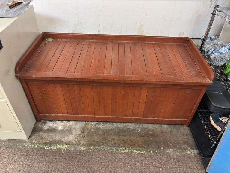 Wood patio storage box 46x20, with top cushion image