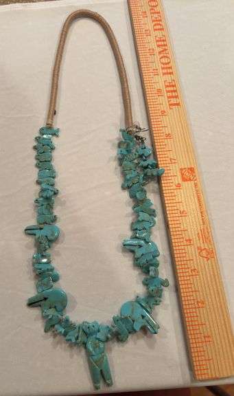 Vintage Zuni Turquoise necklace and earrings image