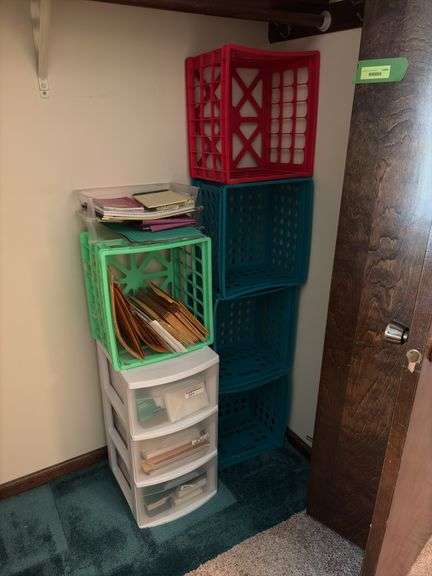 Office supplies, milk crate style bins and organizers image