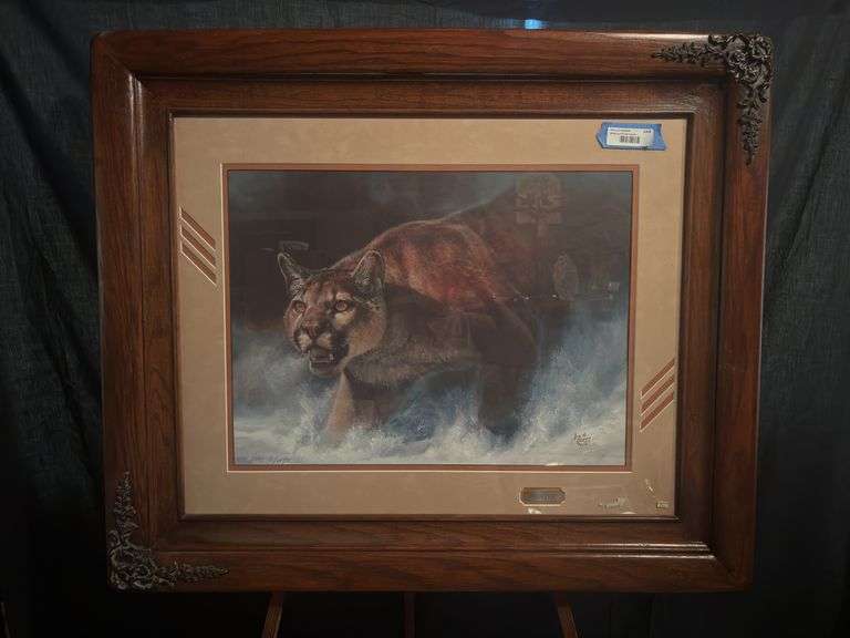 Signed and numbered Barbara Peets print “Painter“ frame has split at the top - 38 x 31 image