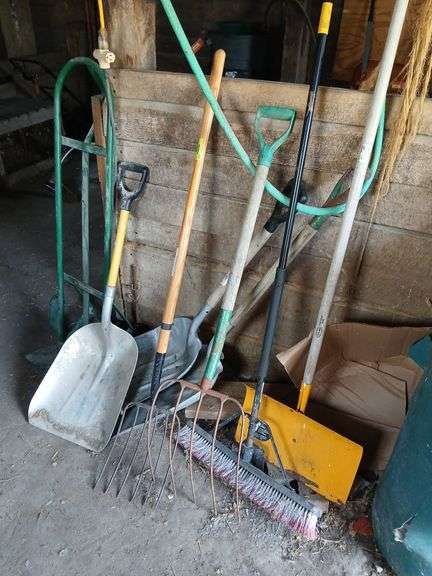 Yard tools forks, shovels, broom etc image
