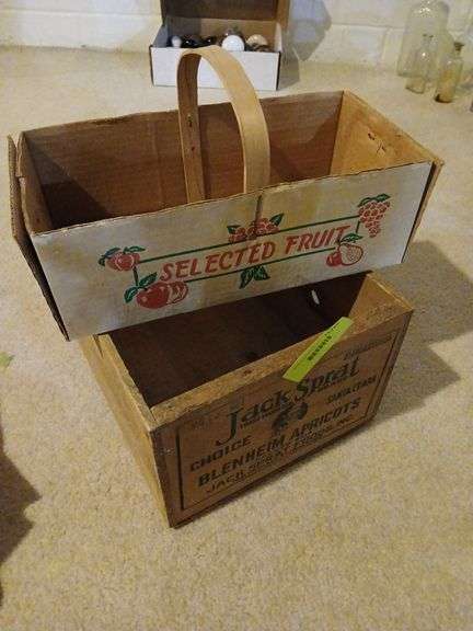 Nice old Jack Spratt apricot box and berry tote