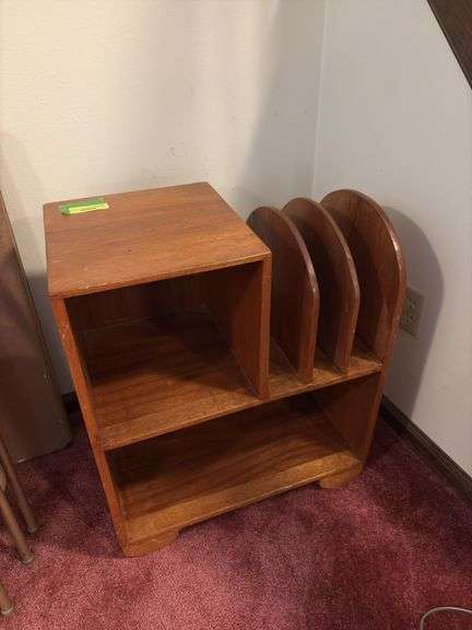 Mahogany magazine/telephone stand, probably woodworking 101 class project image