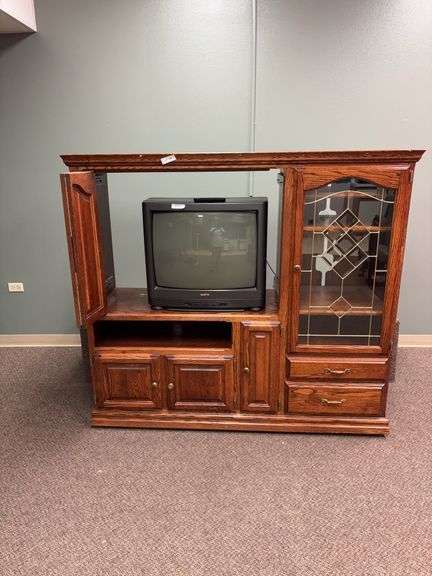 Entertainment cabinet (1 door off but in cabinet 63x21x57-TV not included image