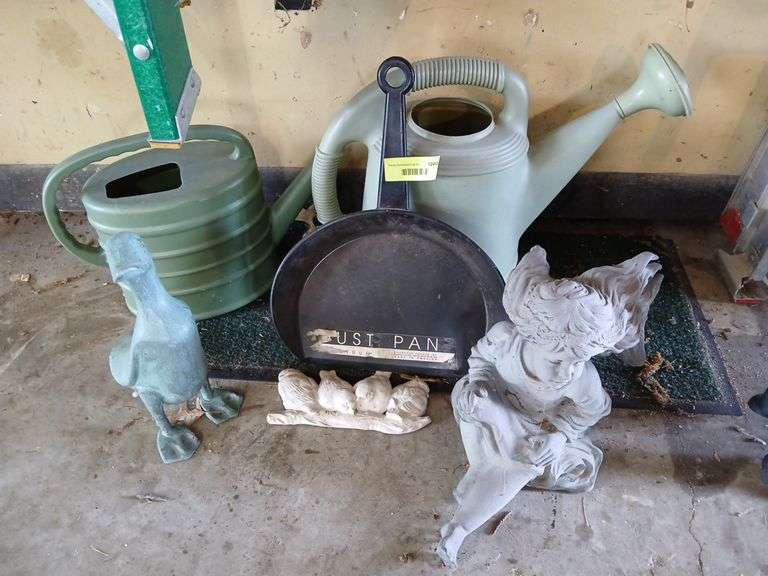 2 sprinkling cans, yard angel, duck etc image