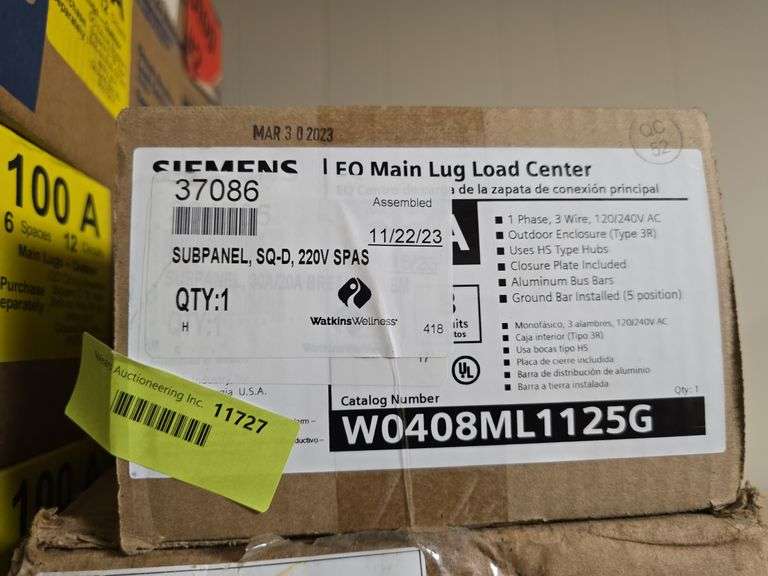 NIB Square D Circuit breaker box, product #37086, 100 Amp image