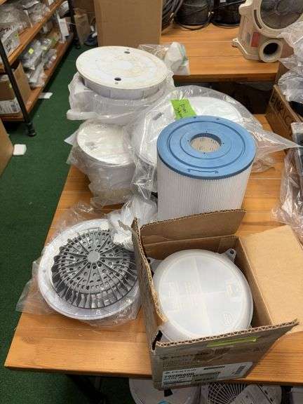 Various pool accessories-filter, covers, skimmer top, etc image