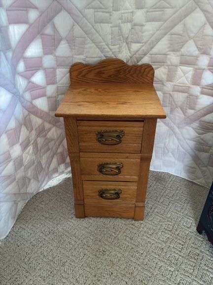 Oak 3 drawer stand, could be the top of gentleman’s dresser image