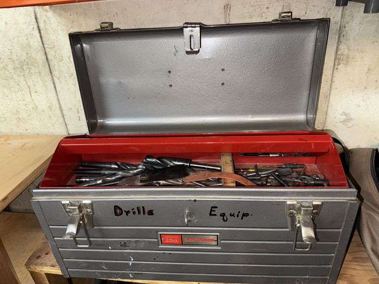 Toolbox of drill bits of all types, wood, metal, reduced shank bits etc... image