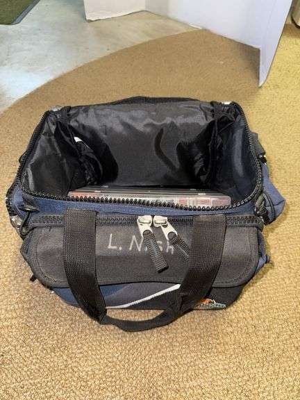 Fishing lures as shown and soft sided tackle bag and misc image