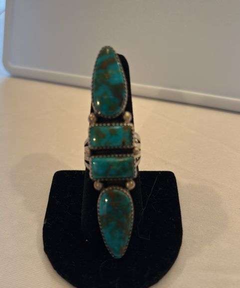 Boyd Turquoise with 4 stones Marked Begay size approximately 9 image