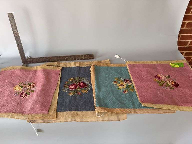 4pc needlepoint seat covers, size varies image