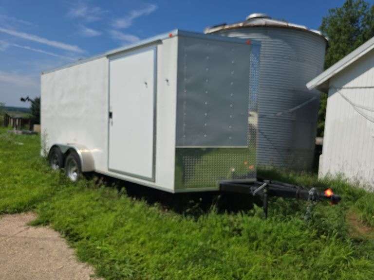 2023 South Georgia Cargo 7 x 16 x 7 tall, tandem axle, v nose, Cargo trailer side entry and ramp rear doors, spare tire, interior lights *WIRE TRANSFER REQUIRED* image