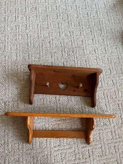 2 clock shelves oak is 7 x 24, pine is 6.5 x 18 image