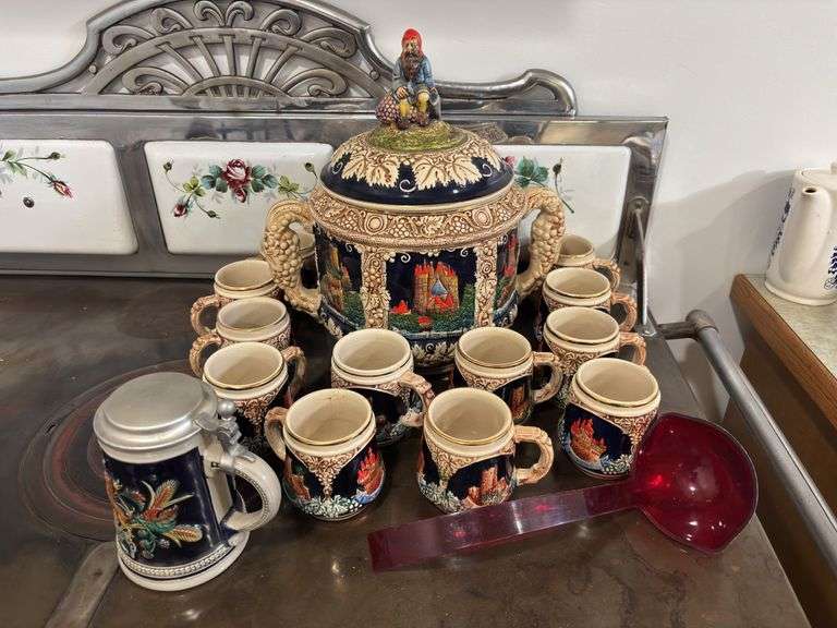 Vintage German punch bowl set, stein image