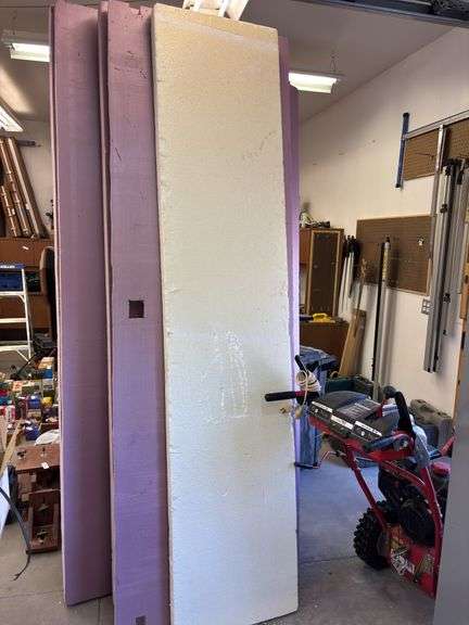 Styrofoam pieces used to insulate a garage door image