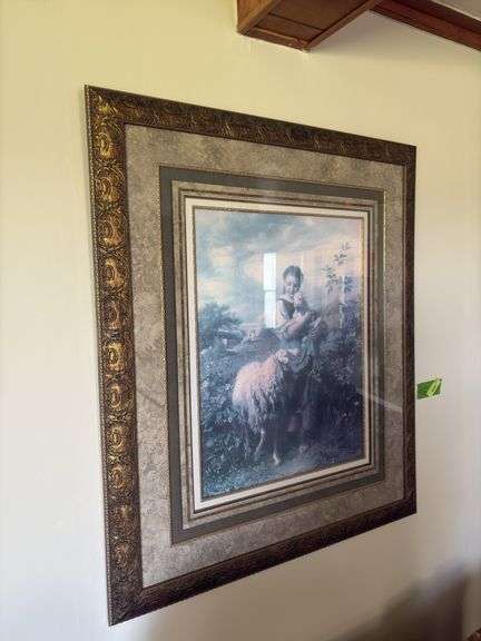 37x42 framed girl w her sheep image