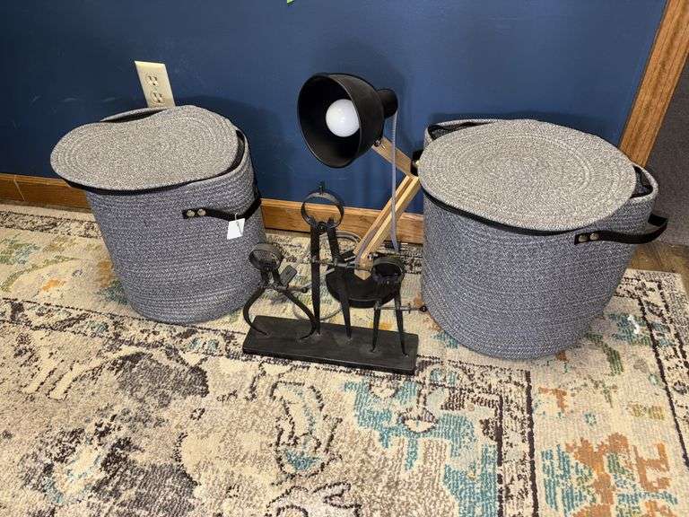 Two WayIdeal zippered baskets, Sterling Industries drafting art and Mutuw desk lamp image
