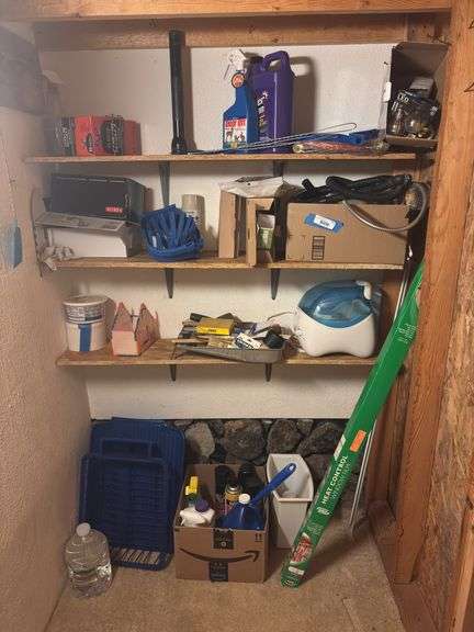 Miscellaneous household items, lightbulbs, humidifier, painting supplies, etc. image