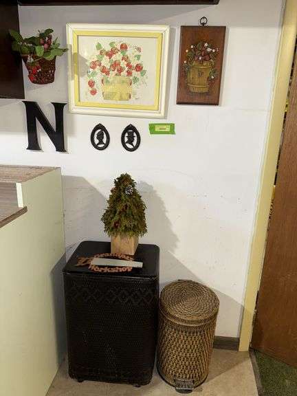 Clothes hamper, waste basket, wall decor etc... image