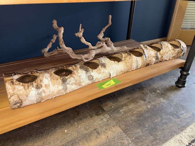39” long birch style candle holder and a piece of driftwood