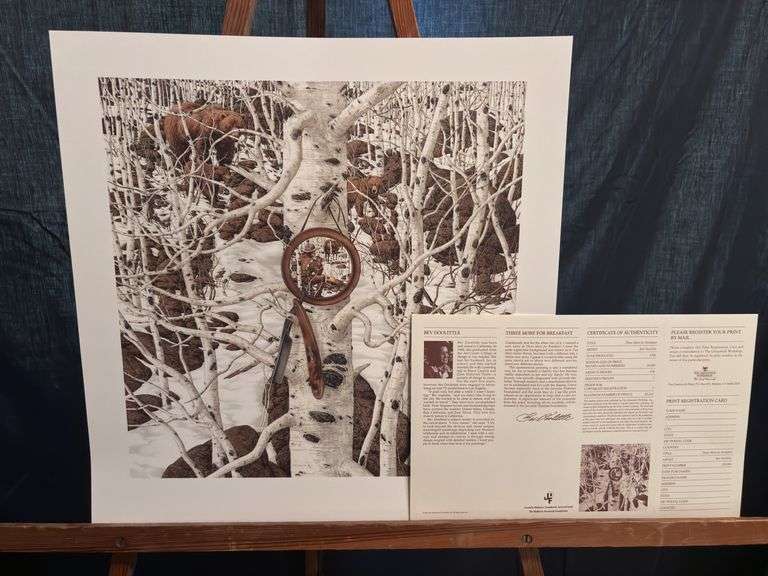 Unframed signed and numbered Bev Doolittle print “Three More for Breakfast” with certificate of authenticity 18 x 18 1/2 image
