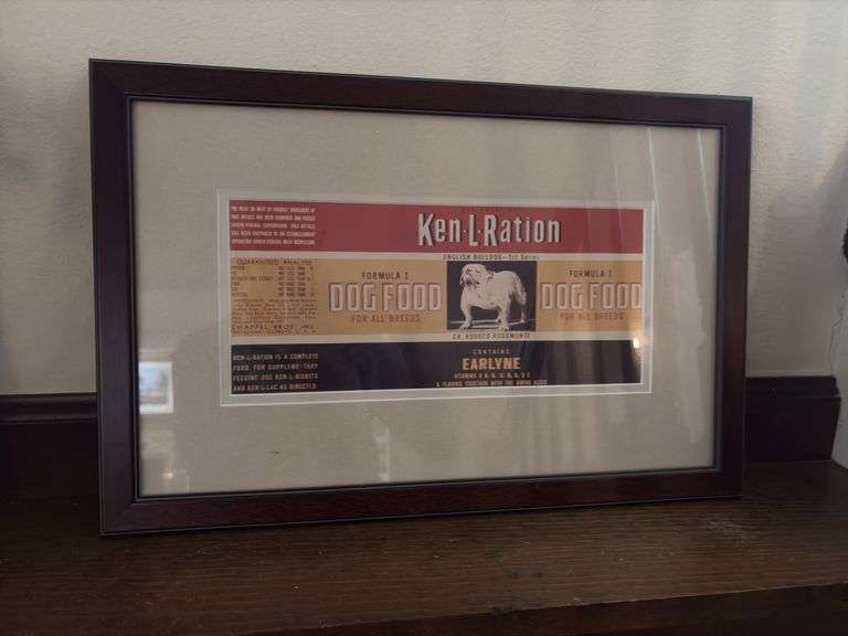 Ken-L-Ration Dog food can label framed and matted