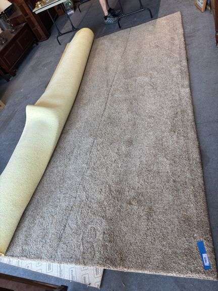 Large neutral colored area rug 12’ x 13’ - was professionally cleaned before it was stored - does include a pad image