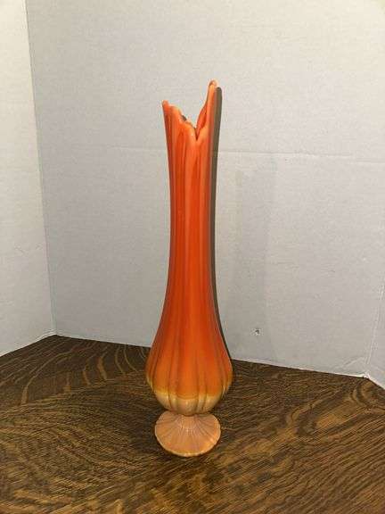 Orange sherbet stretch glass art glass vase