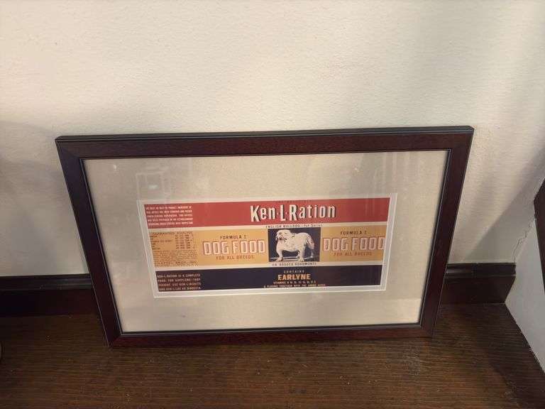 Ken-L-Ration Dog food can label framed and matted image