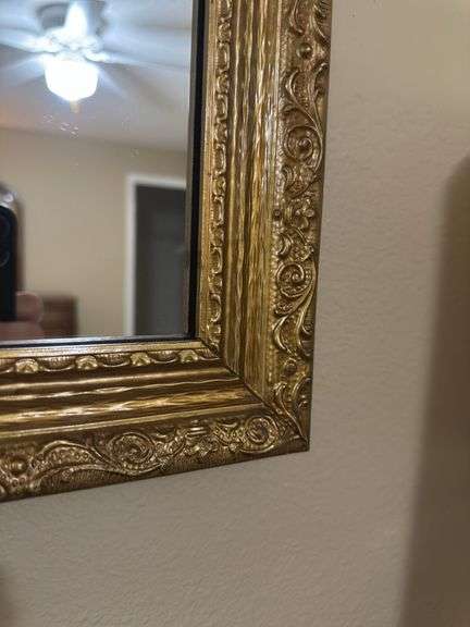 3pcs artwork and gold edged wall mirror