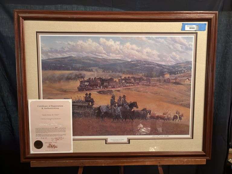 Signed and numbered Gary Carter print “Stock Extra at Osier” with certificate of authenticity 39 1/2 x 30 image