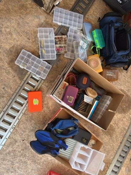 Miscellaneous fishing tackle, flies, empty holders