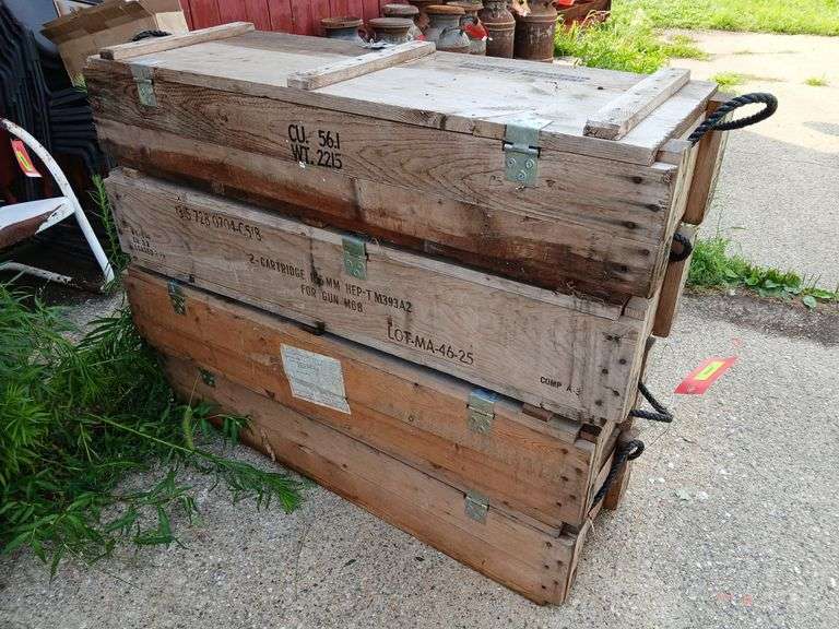 4 wooden munitions boxes image