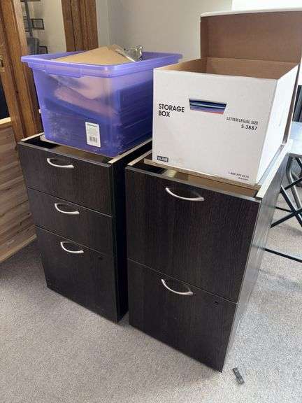 (2) 21 x 15 x 28H under desk file drawers and quantity of hanging file folders