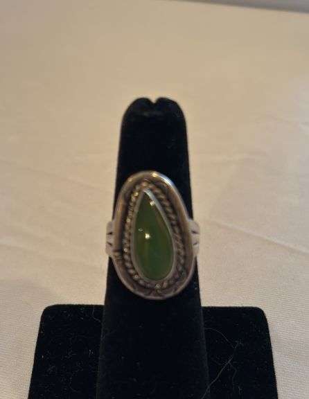 Vintage green Ring, not marked, size approximately 6 image