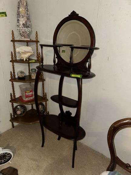 Very unique mahogany stand w/ mirror