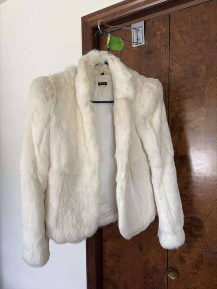 Ladies size small white rabbit jacket image
