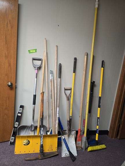 Assorted long handled tools as shown image