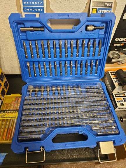 Kobalt Screwdriver Set (New), Drill Bits, Laser Level, Small Table Stand 16 x 11 x 22h