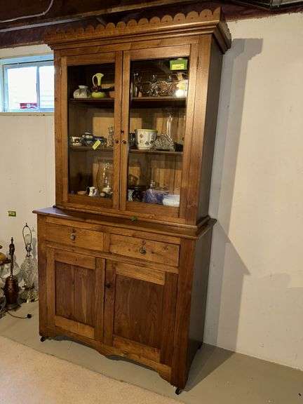 Antique walnut stepback kitchen cupboard 19D x 43L x 80H Excellent!  NO CONTENTS